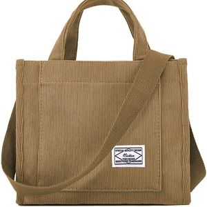 New NICTION tote bag small satchel handbag CORDUROY Khaki Color Crossbody